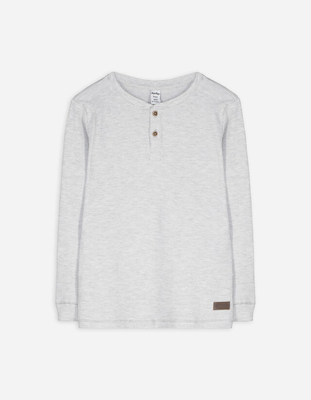 Maglia a manica lunga - Scollo Henley - grigio chiaro