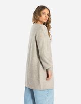 Dlhý kardigán - Rebrový úplet - bezova