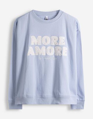 Sweatshirt - Applikation - hellblau