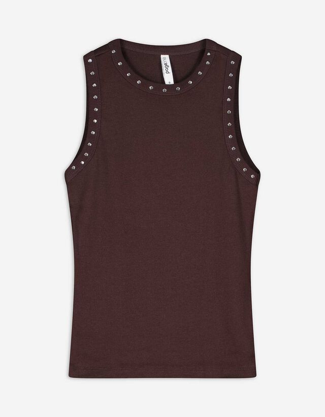 Top - Met studs - donkerbruin