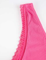 Trumpa palaidinė - Nėrinių apvadas - ryskiai rozinis