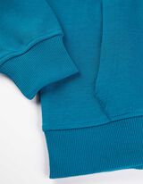 Pulover s kapuco - Potisk s sporočilom - turkizna