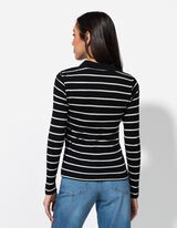 Hossz&uacute; ujj&uacute; felső - Bord&aacute;zott - fekete