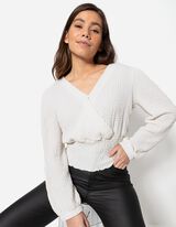 Maglia a manica lunga - Aspetto grinzoso - bianco