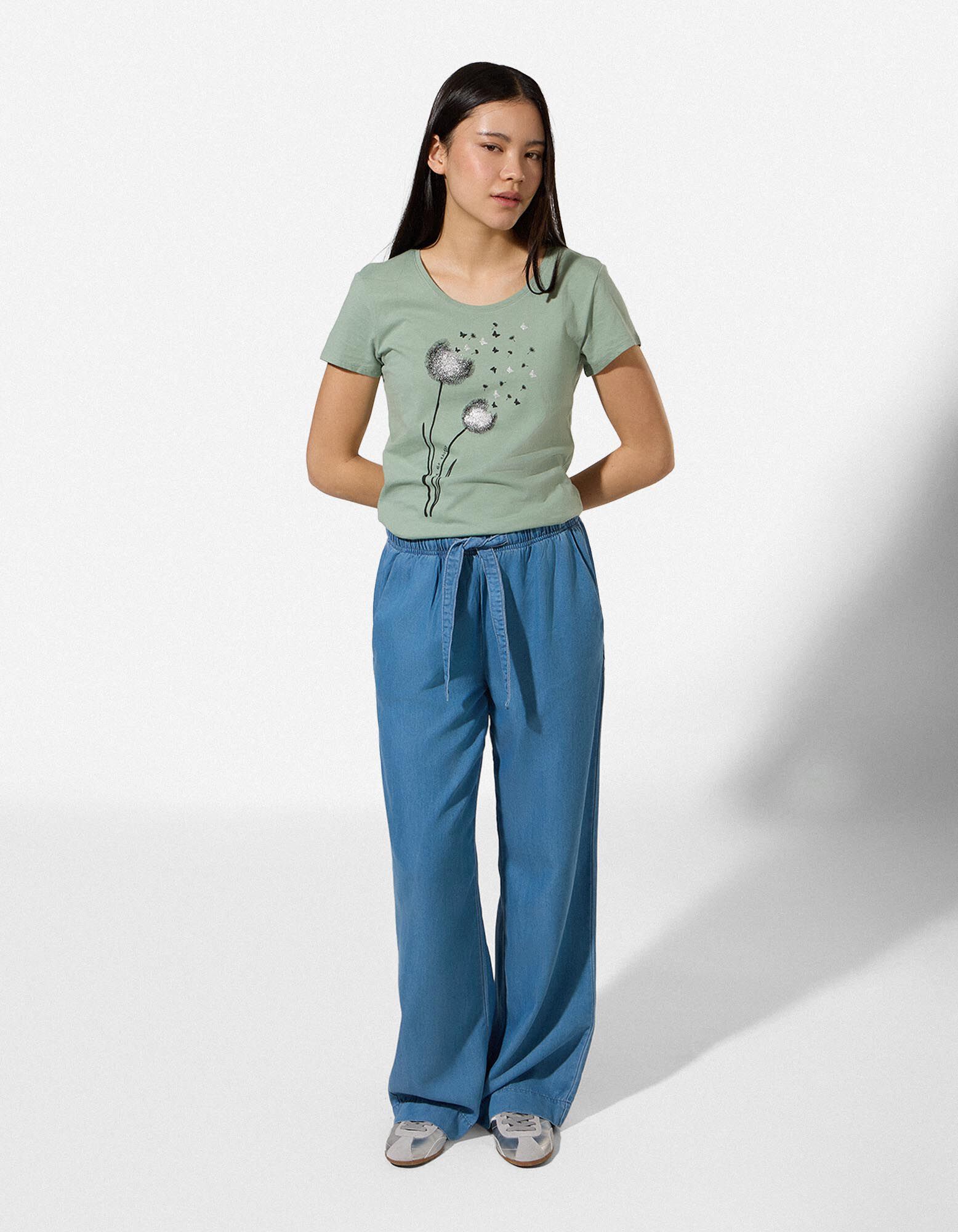 T-shirt - Glitterprint - Petrolblauw