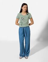 T-shirt - Glitterprint - Petrolblauw