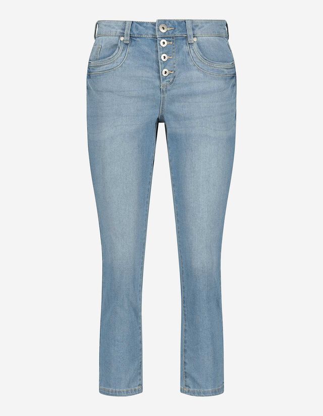 Pantaloni-3/4 - Conținut stretch - Albastru