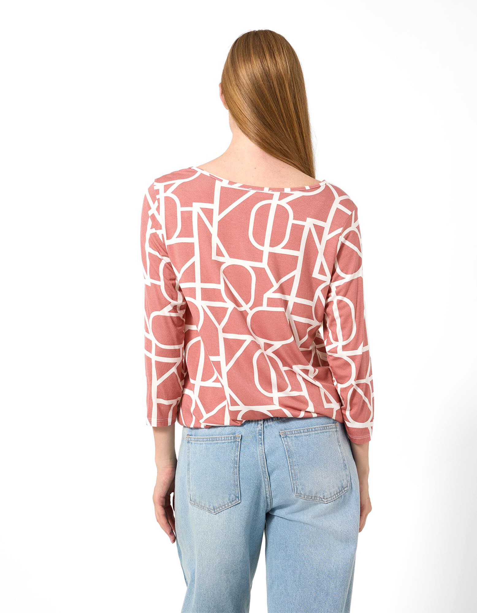 Langarmshirt - Allover-Print - Wei&szlig;