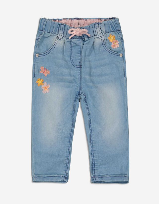 Jeggings - Broderii - Albastru deschis