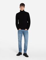 Sweter z dzianiny - golf - czarny