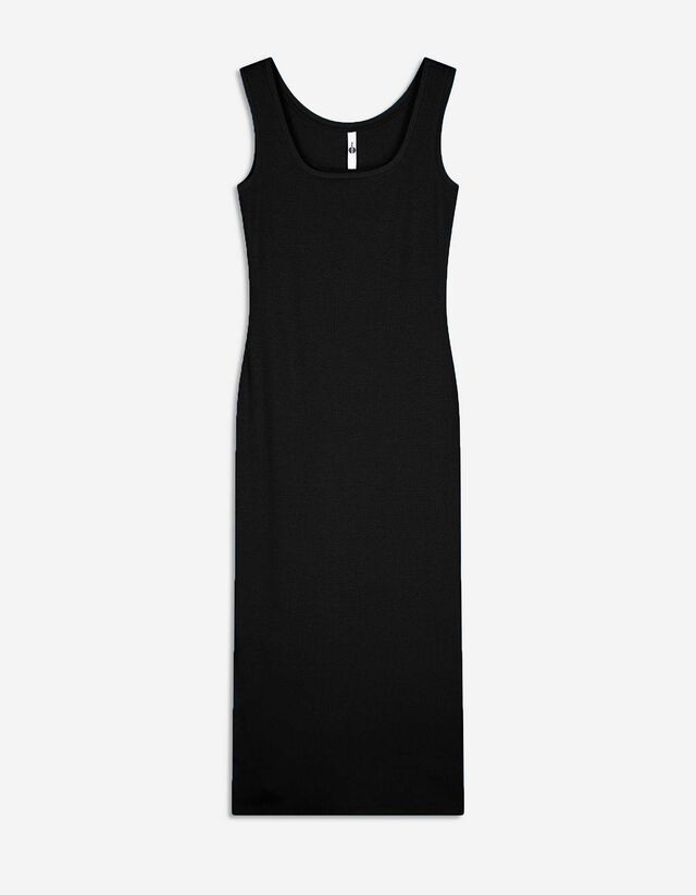 Maxikleid - Seitenschlitz - schwarz