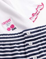 Pyjama Set aus Shirt und Shorts - Allover-Muster - wei&szlig;