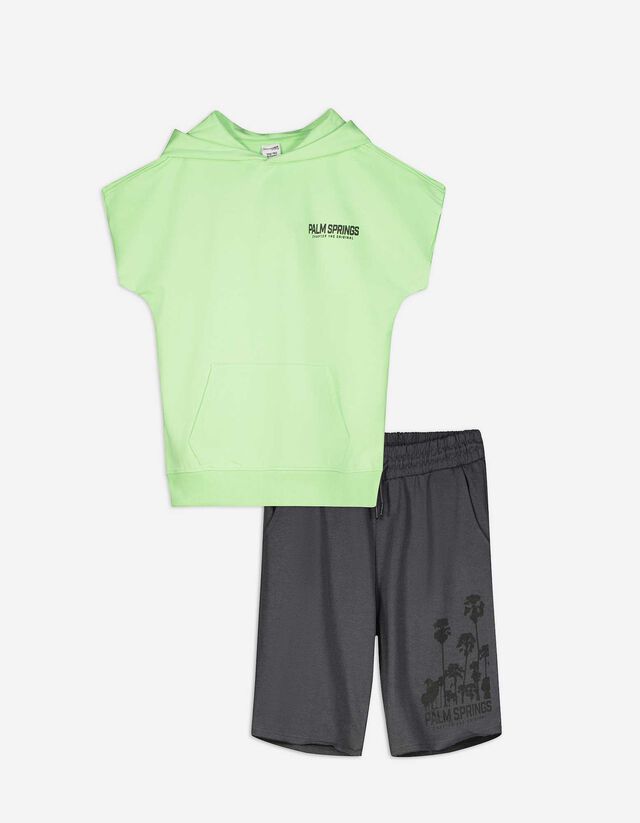 Set di maglietta e shorts - Stampa sul retro - verde chiaro
