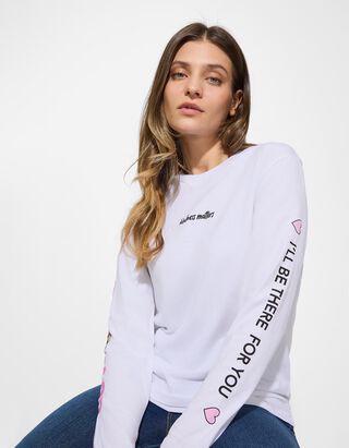 Langarmshirt - R&uuml;ckenprint - wei&szlig;