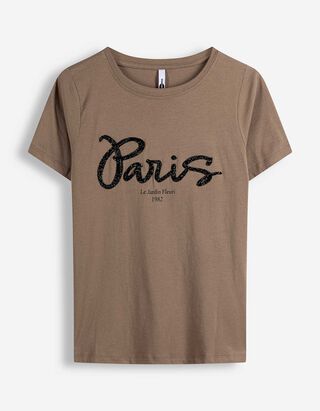 T-shirt - Siersteentjes - bruin