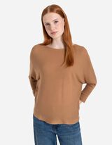 Pleteni pulover - Prerezani rukavi - svetlobraon