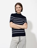 Camicia in maglia - Collo alla coreana - blu scuro