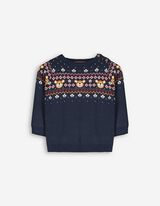 Trui - Motief all-over - donkerblauw