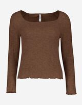 Majica dugih rukava - Me&scaron;avina viskoze - braon