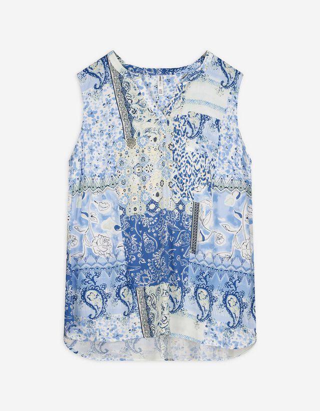 Top - Allover-Muster - hellblau