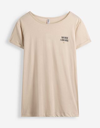 Shirt - Frontprint - Beige
