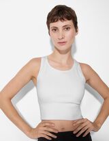Cropped Top - Gerippt - weiß