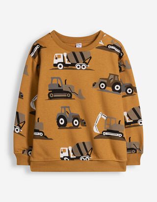 Sweatshirt - Allover-Print - Braun