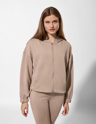 Sweatjacke - Scuba - beige