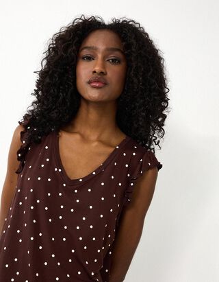 Top - Polka Dots - Dunkelbraun