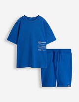Set aus T-Shirt und Hose - Schwere Qualit&auml;t - blau