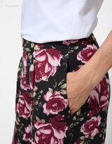 Jogpants - Florales Muster - schwarz