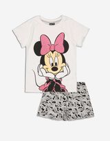 Komplet pidžame od majice i kratkih hlača - Minnie Mouse - bijela