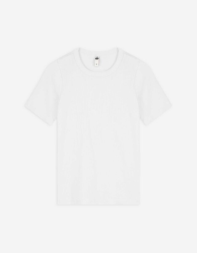 T-Shirt - Rippenstruktur - weiß