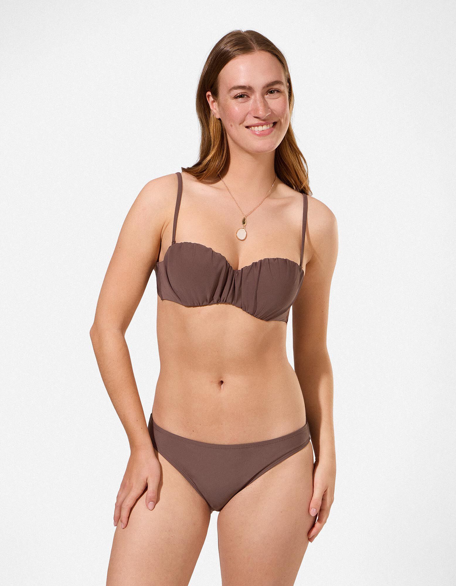 Haut de bikini - Bretelles ajustables - Brun