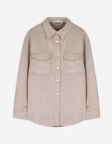 Giacca scamiciata - Similpelle - beige