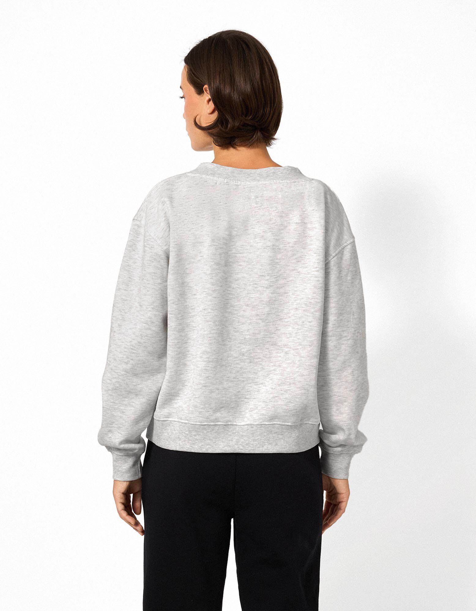 Sweatshirt - V-Ausschnitt - Hellgrau