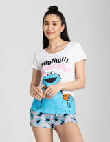 Komplet pidżamowy Koszulka i szorty - nadruk - bialy