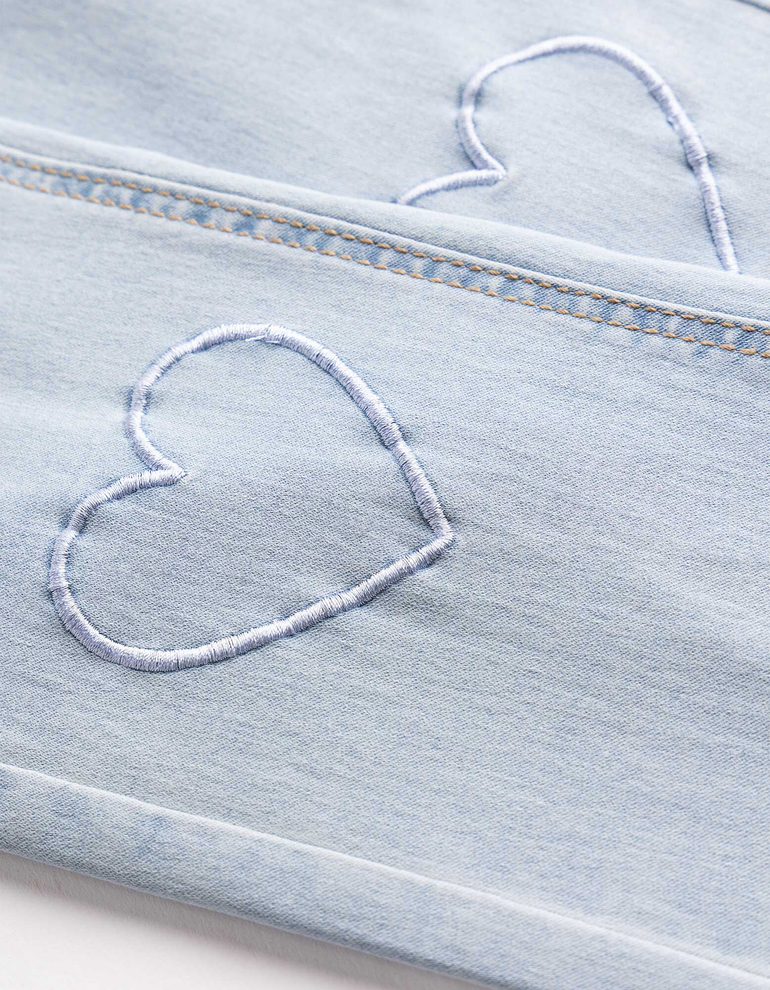 Jeggings - Broderie - bleu clair