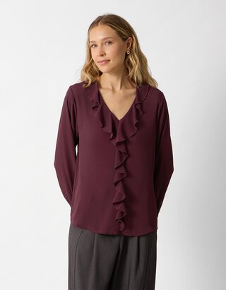 Bluse - V-Ausschnitt - Lila