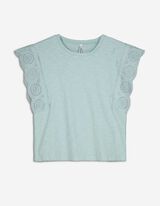 Tricou - Mâneci cu volane - Turcoaz