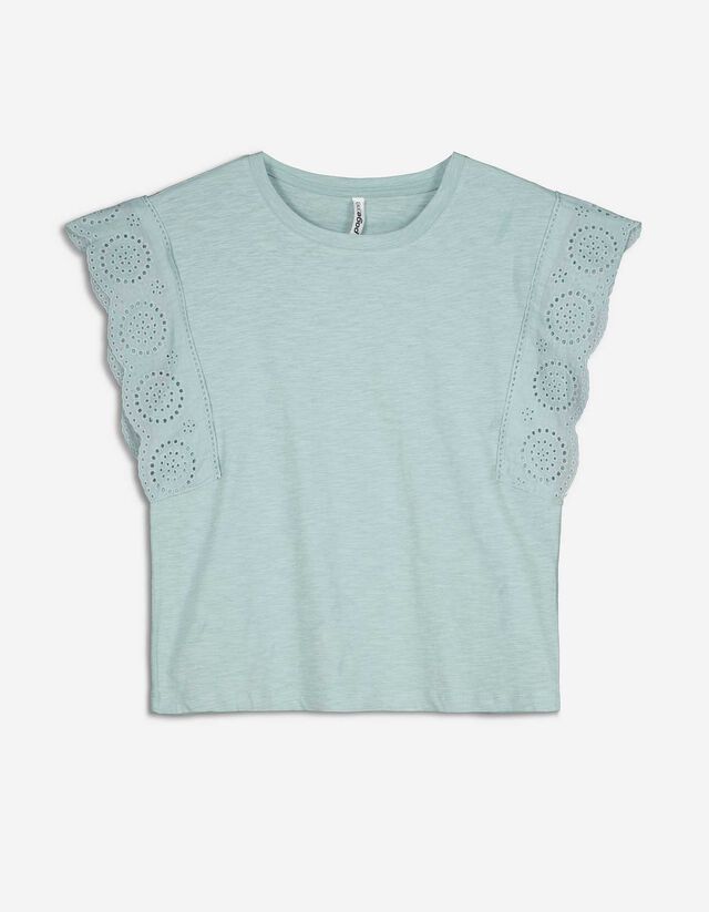 Tricou - Mâneci cu volane - Turcoaz