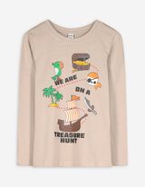 T-shirt &agrave; manches longues - Imprim&eacute; - beige