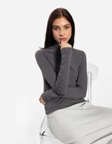 Bluză de corp cu mânecă lungă - LENZING™ ECOVERO™ - Gri inchis