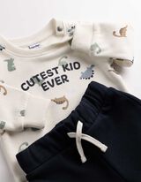 Set aus Sweatshirt und Hose - Allover-Print - wei&szlig;