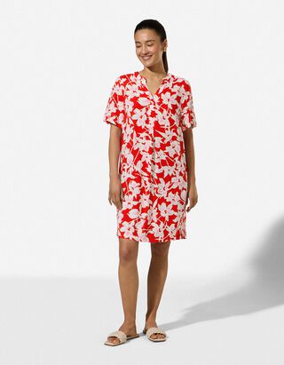 Kleid - Allover-Print - Rot