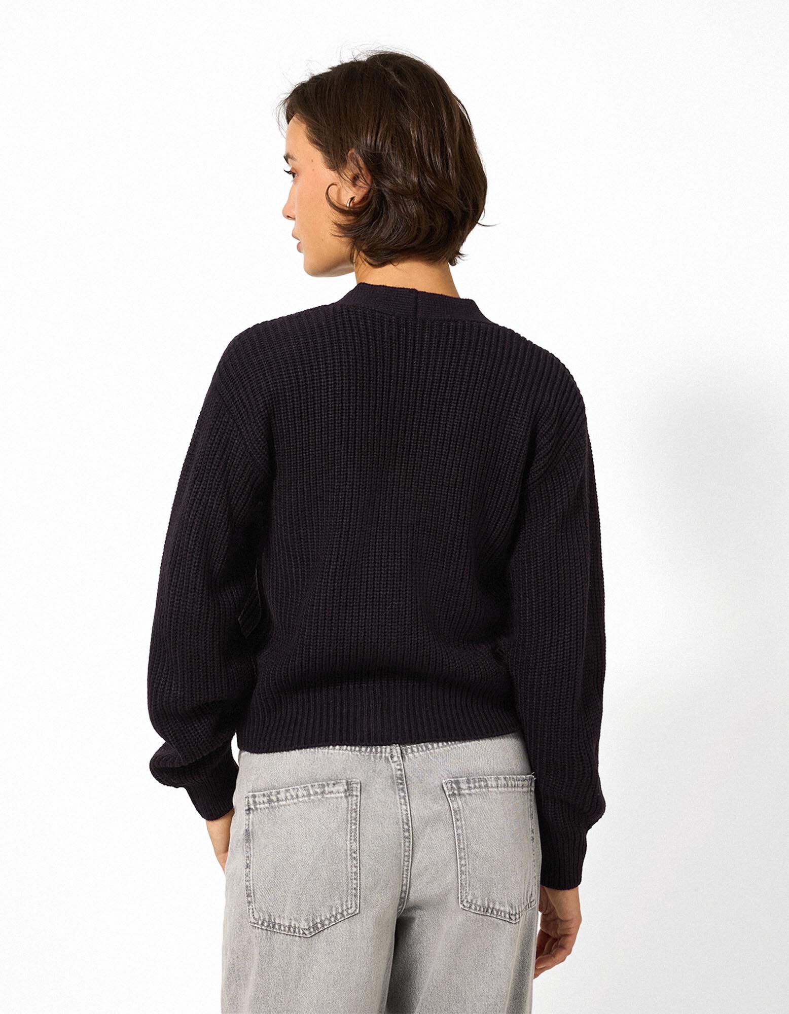 Strickjacke - Knopfleiste - Schwarz