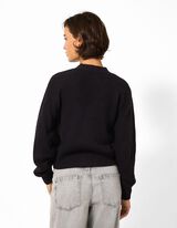 Strickjacke - Knopfleiste - Schwarz