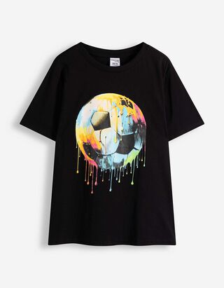 T-Shirt - Frontprint - Schwarz