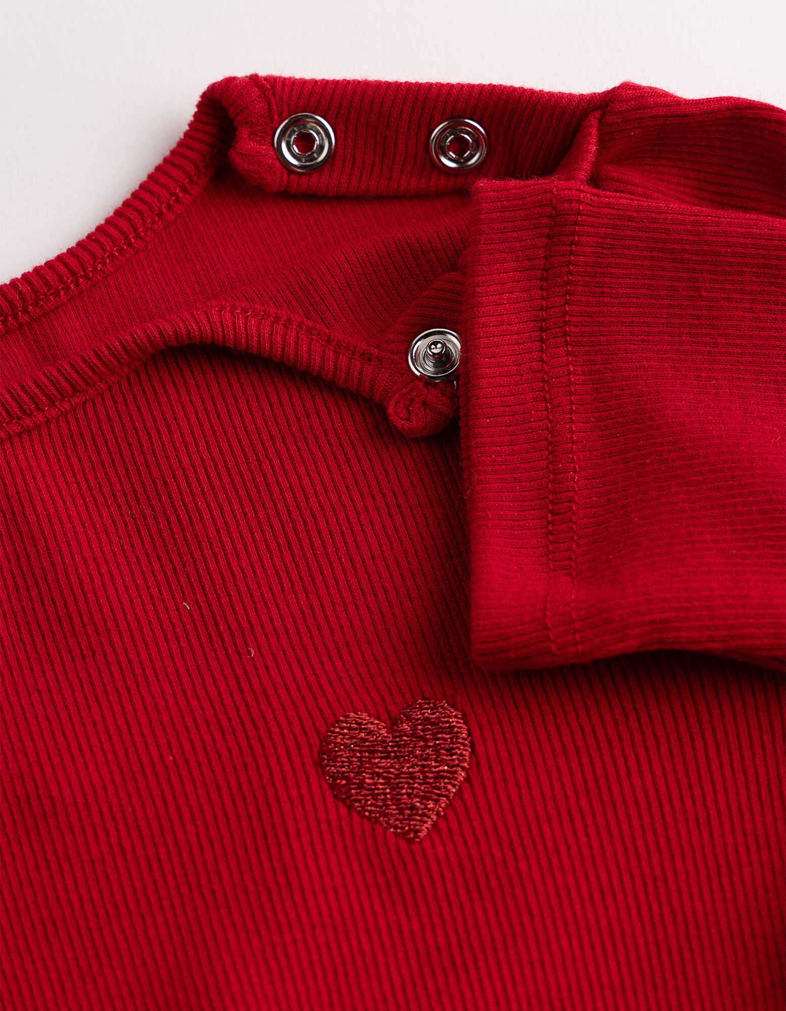 Kleid - Material-Mix - Rot