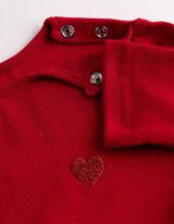 Kleid - Material-Mix - Rot